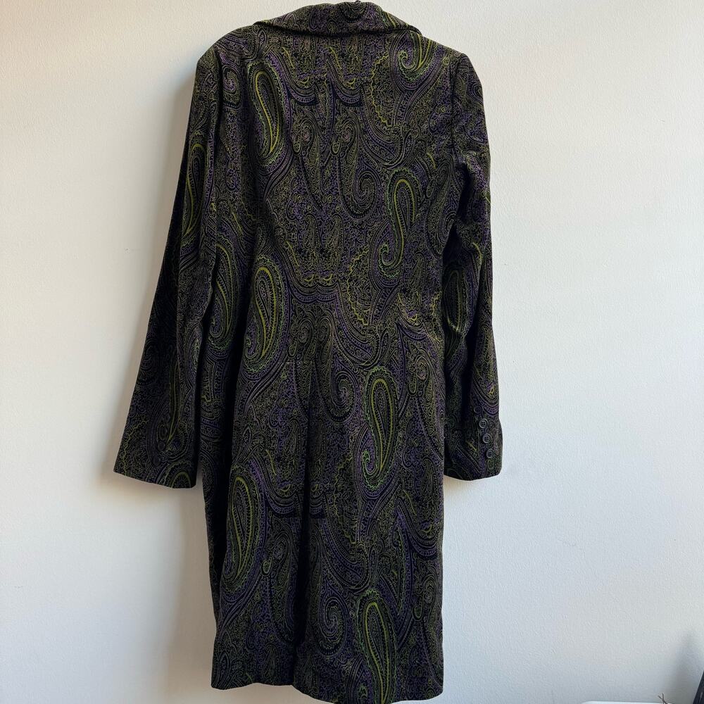 Suzanne Somers Velvet Paisley Print Trench Coat - 10 - Picture 9 of 12